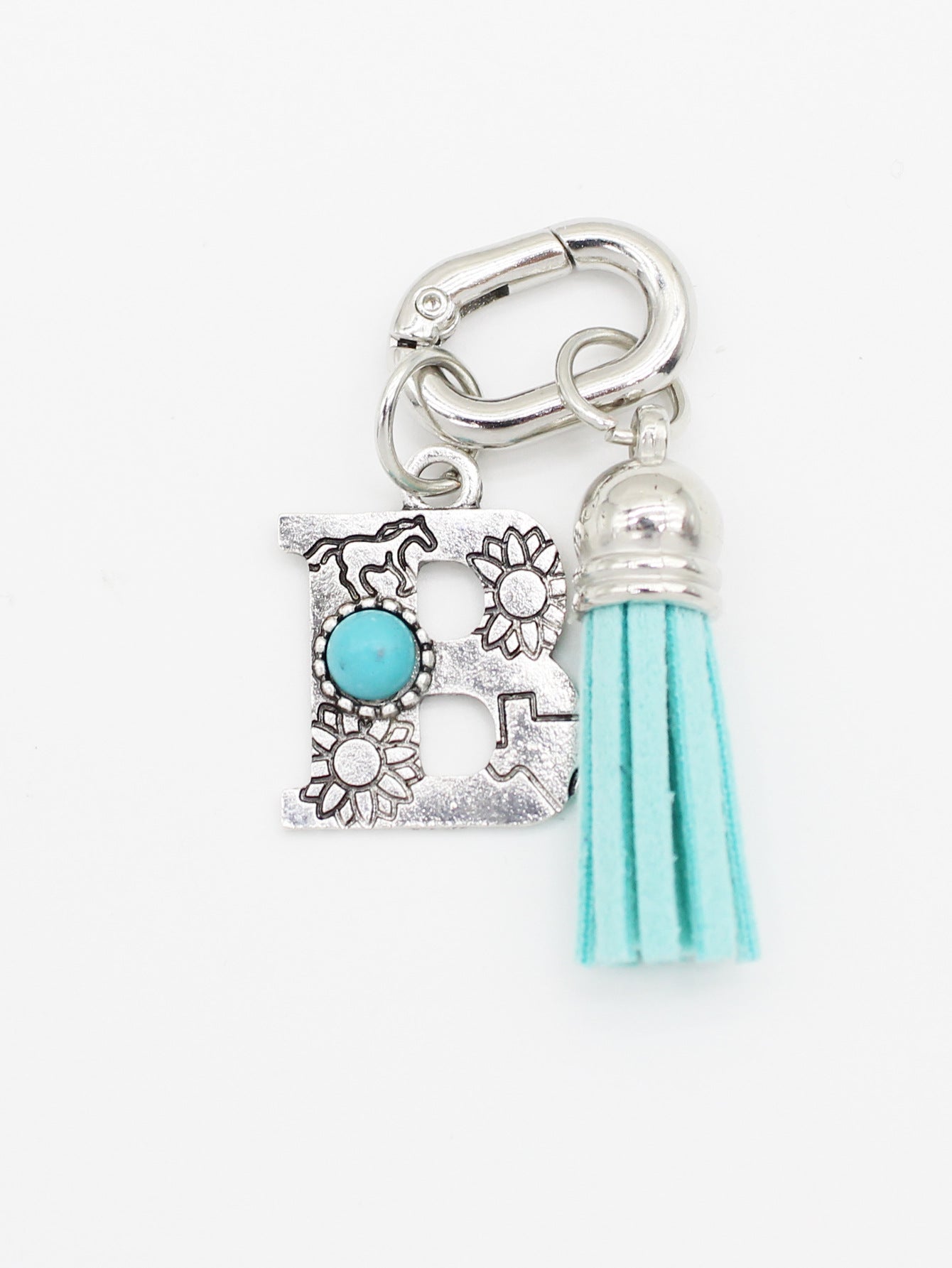 Wholesale ethnic style turquoise 26 letter tassel pendant